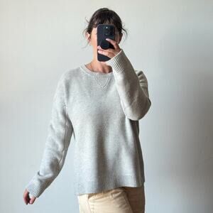 VINCE Gray Wool Yak Blend Long Sleeve Waffle Knit Sweater